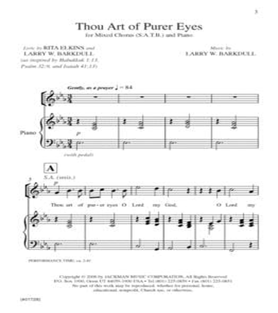Thou Art of Purer Eyes - SATB Thou Art of Purer Eyes - SATB 4-Part scores gallery preview page 2