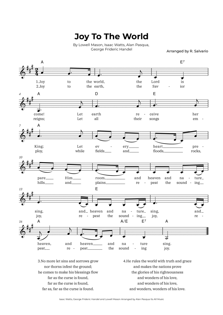 Joy To The World (Key of A Major) image number null
