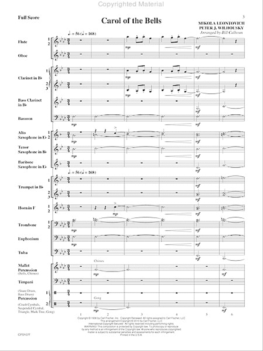 Carol of the Bells Concert Band scores gallery preview page 4