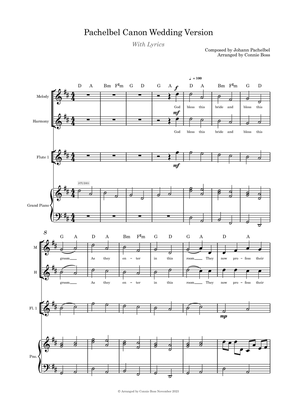 Pachelbel Canon Wedding Version duet with optional instruments and piano