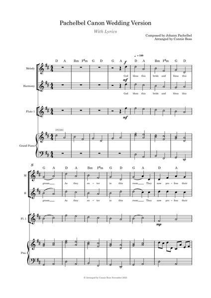 Pachelbel Canon Wedding Version duet with optional instruments and piano image number null