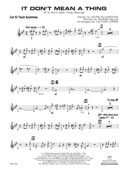 It Don't Mean a Thing (If It Ain't Got That Swing): 2nd B-flat Tenor Saxophone