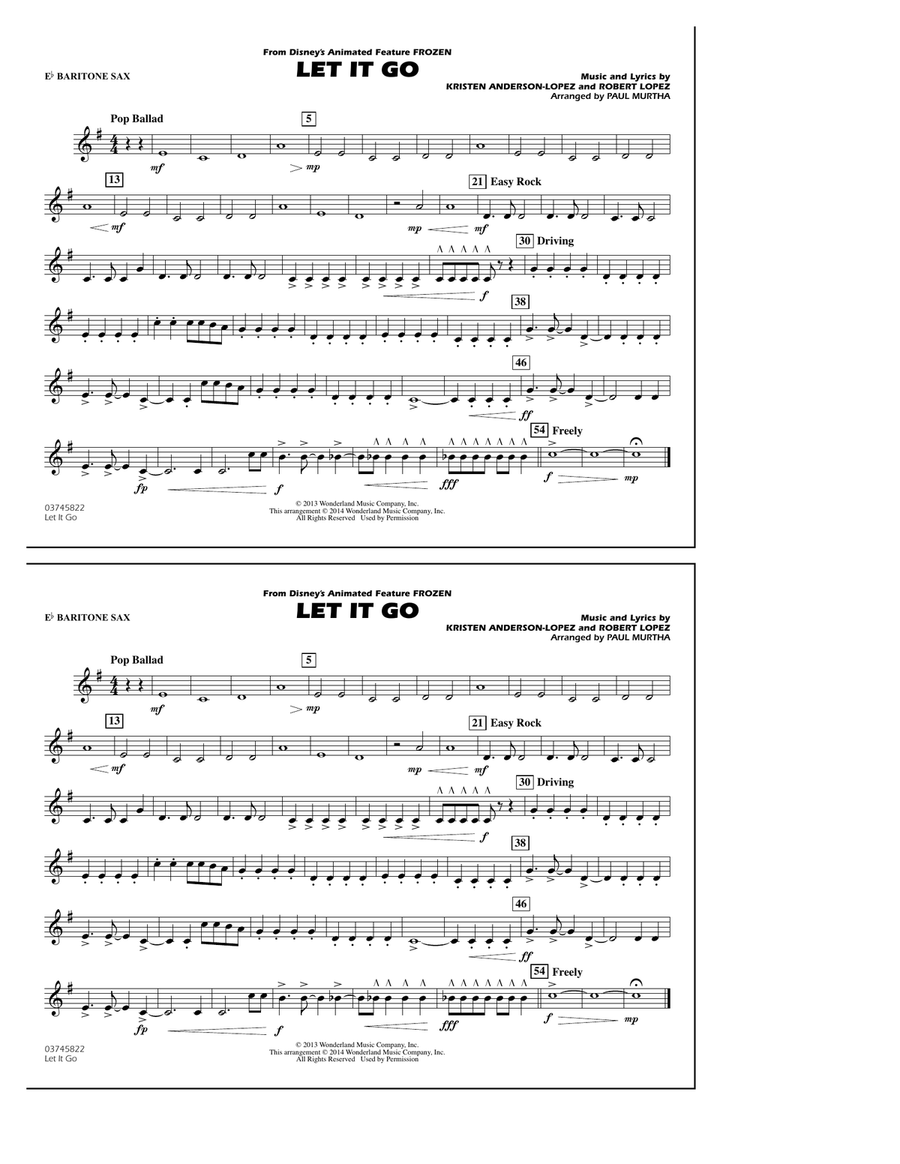 Let It Go - Eb Baritone Sax