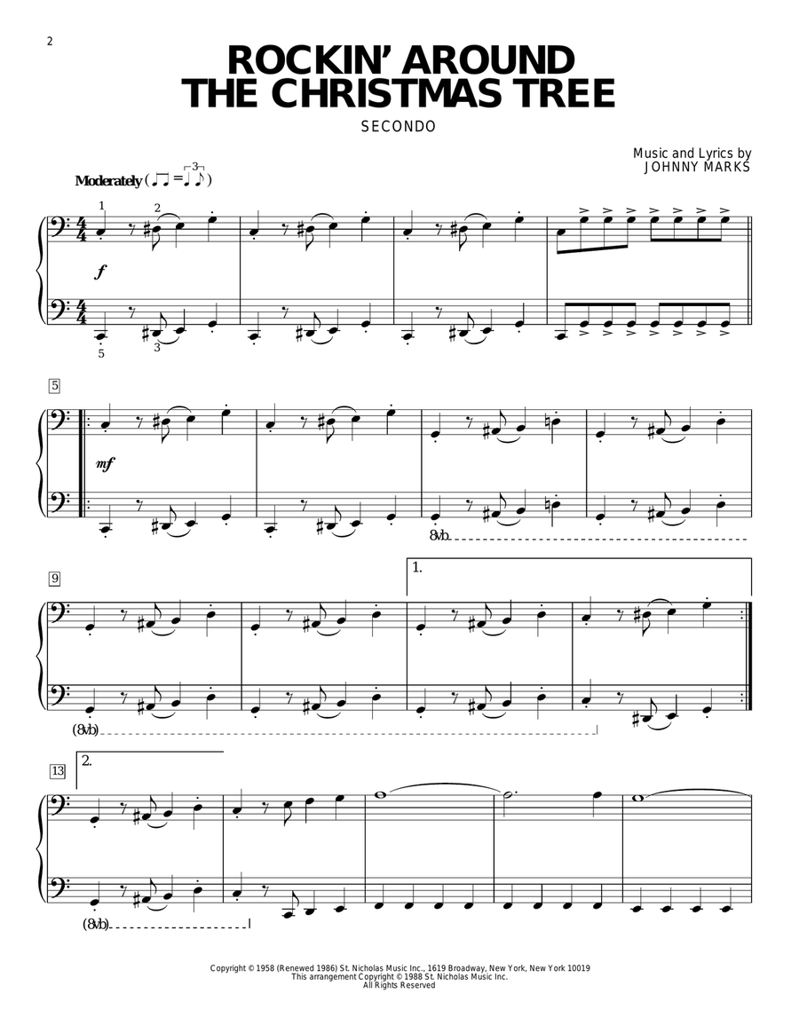 Rockin' Around The Christmas Tree Piano Duet scores gallery preview page 1