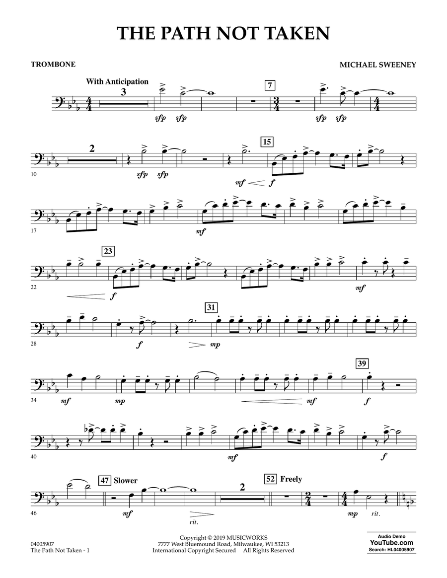 The Path Not Taken - Trombone Concert Band scores gallery preview page 1