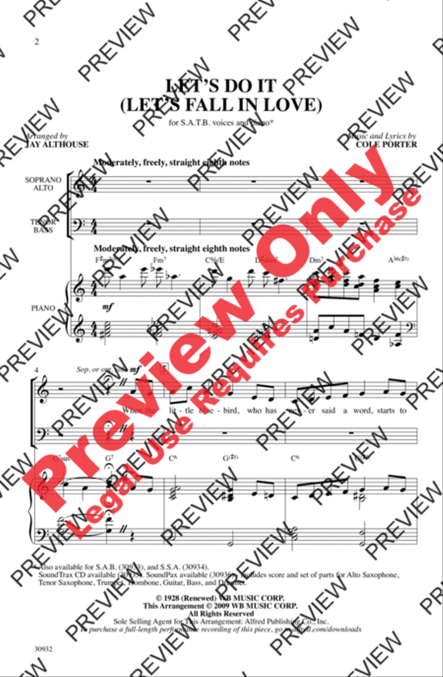 Let's Do It (Let's Fall in Love) 4-Part scores gallery preview page 2