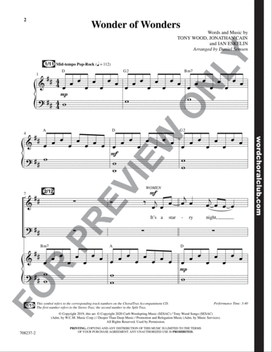 Wonder of Wonders - Anthem 4-Part scores gallery preview page 3