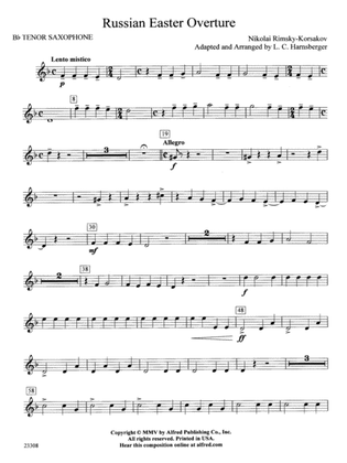 Russian Easter Overture: B-flat Tenor Saxophone