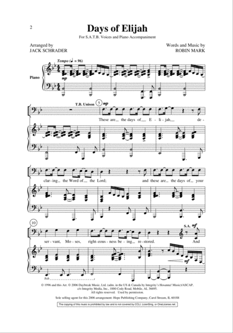 Days of Elijah 4-Part scores gallery preview page 2