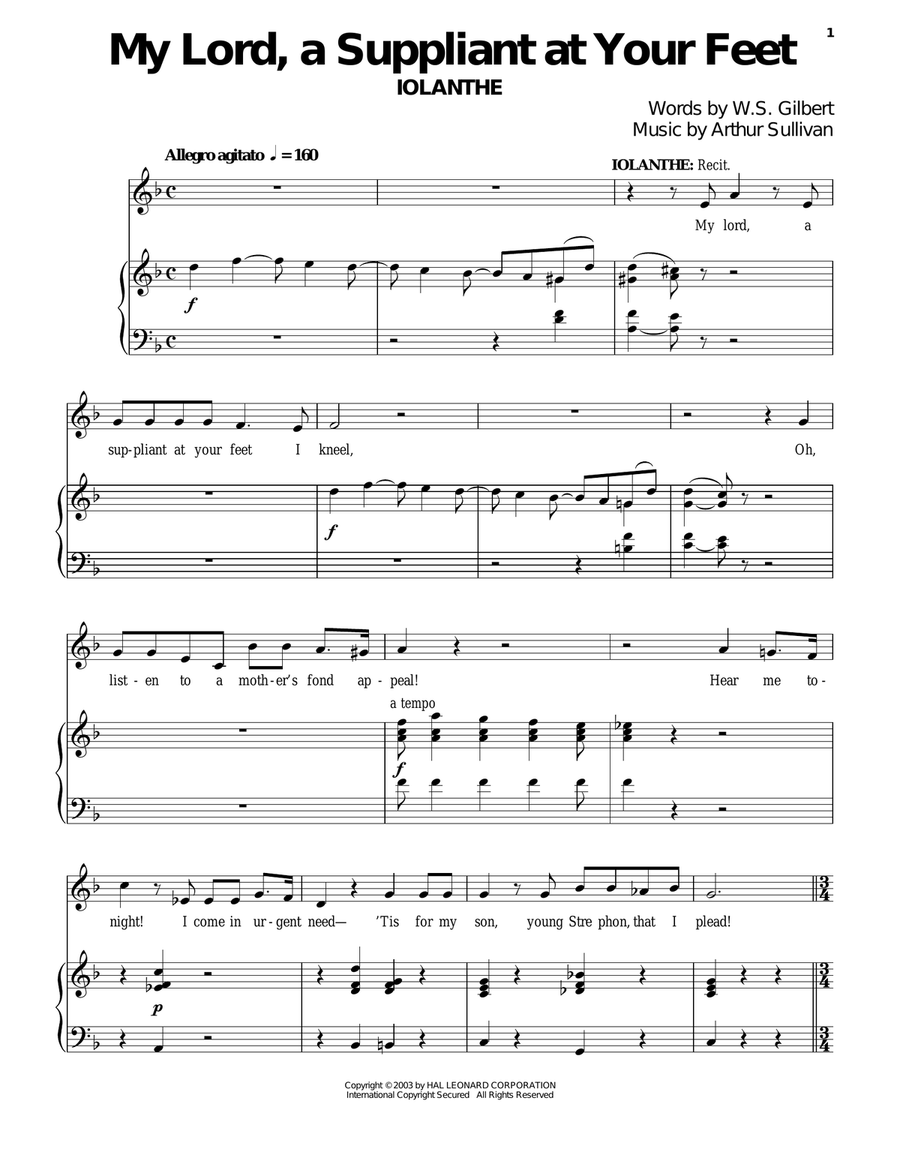 My Lord, A Suppliant At Your Feet Piano Solo scores gallery preview page 1