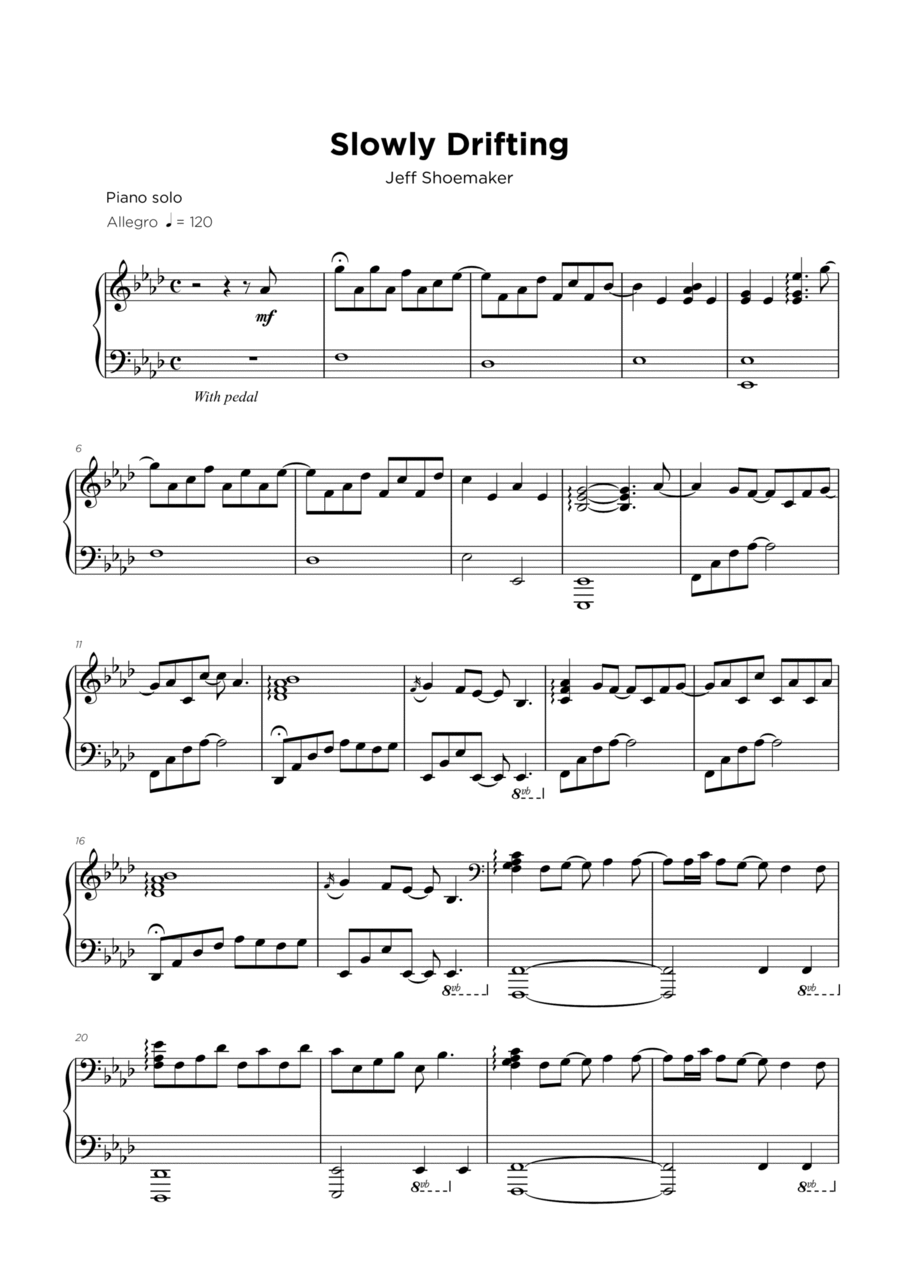 Slowly Drifting Slowly Drifting Piano Solo scores gallery preview page 1