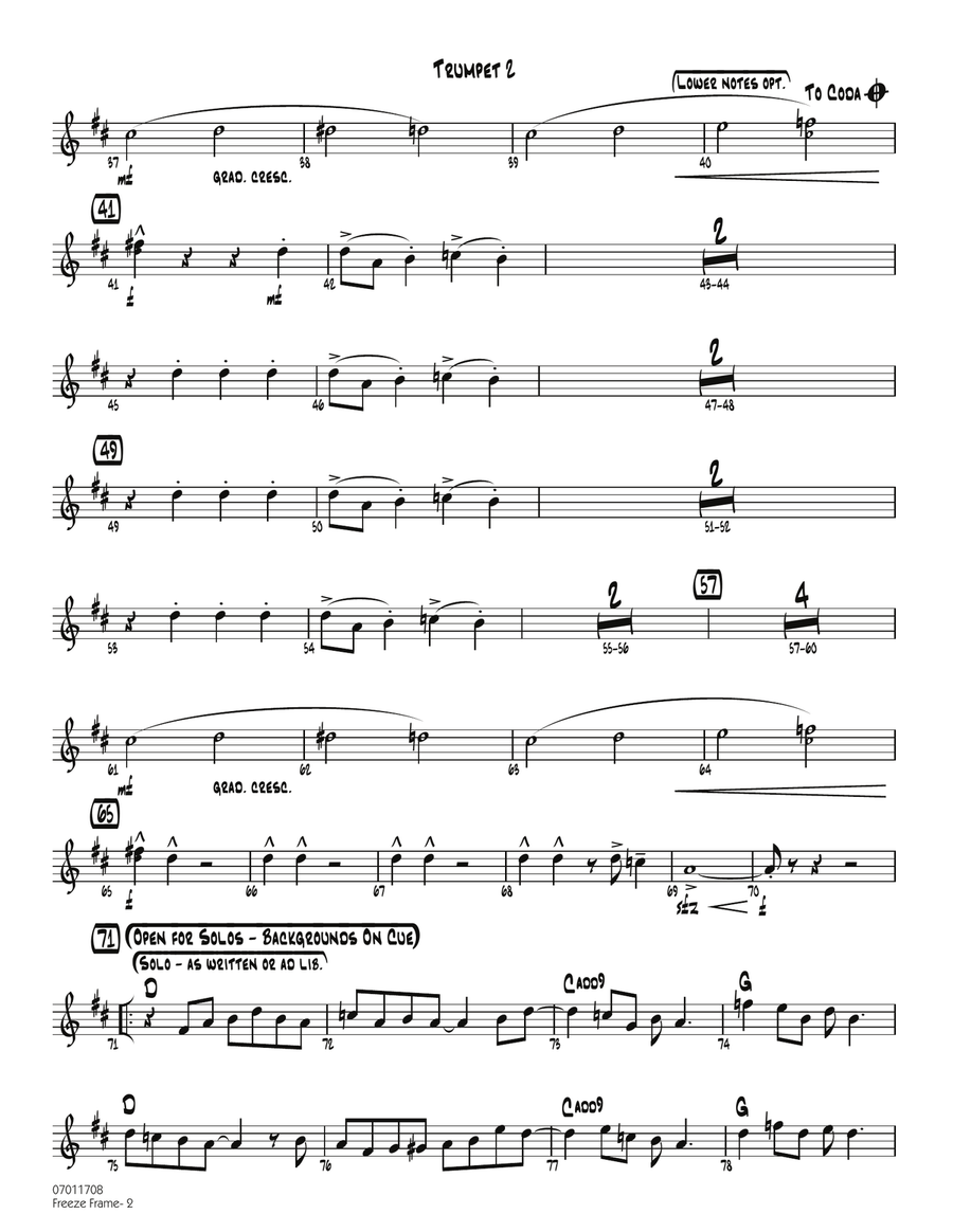 Freeze Frame - Trumpet 2 Jazz Ensemble scores gallery preview page 2