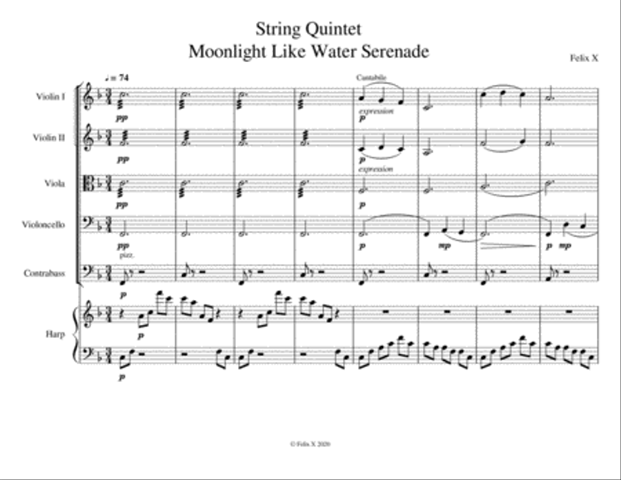 String Quintet - Moonlight Like Water Serenade String Quartet scores gallery preview page 1