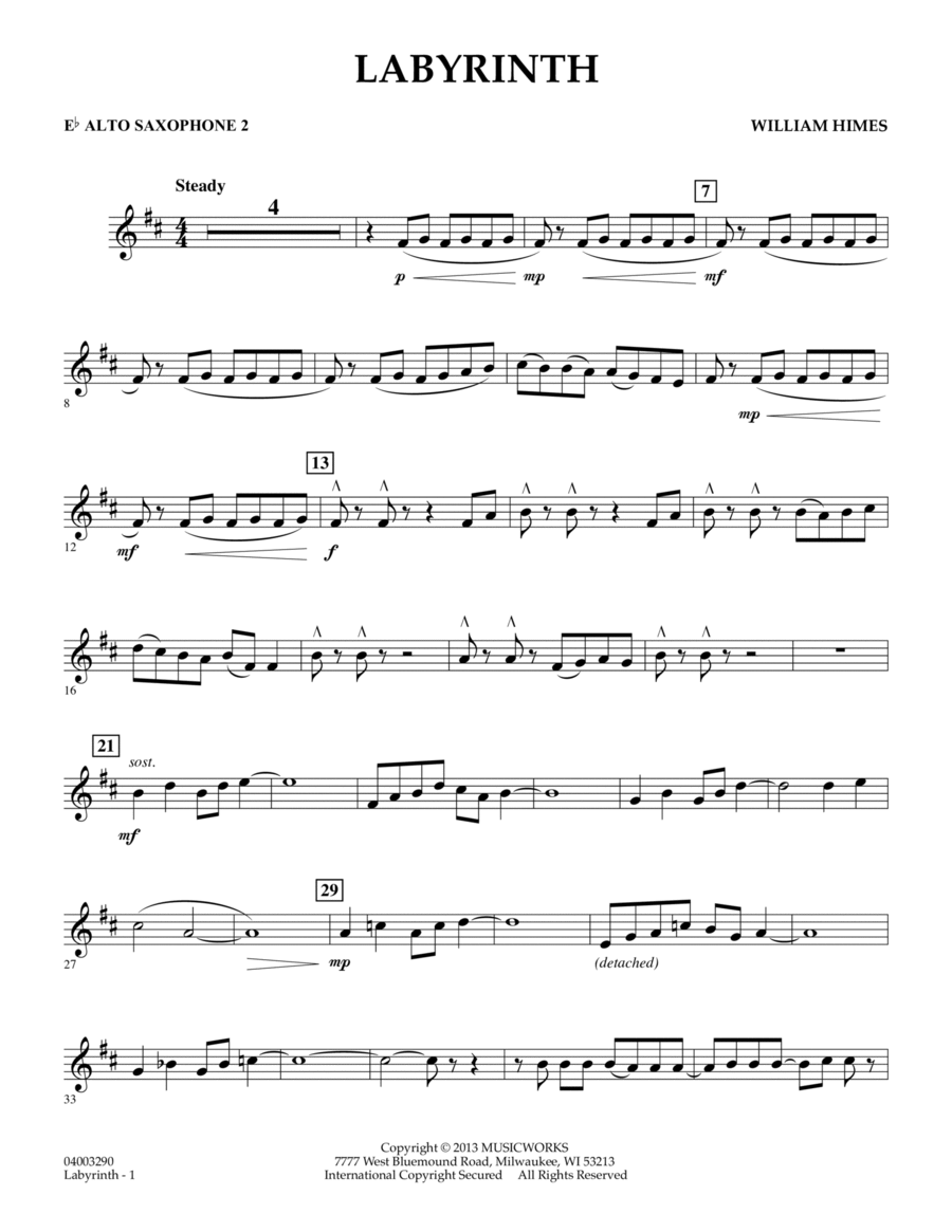 Labyrinth - Eb Alto Saxophone 2 Concert Band scores gallery preview page 1
