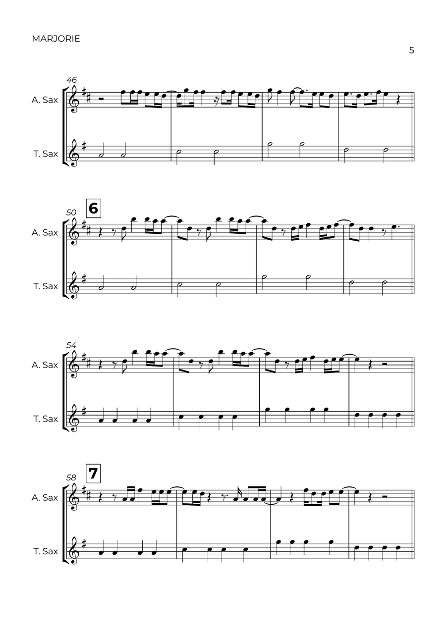Marjorie Tenor Saxophone scores gallery preview page 5