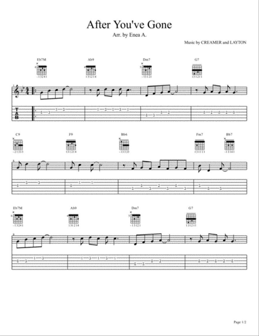 After You've Gone Guitar Tablature scores gallery preview page 1