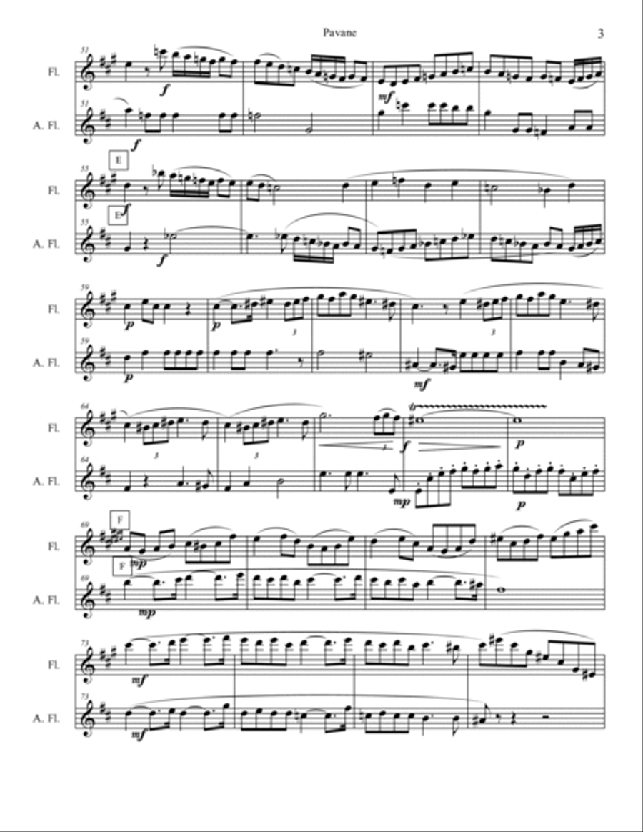 Pavane for Flute and Alto Flute Woodwind Duet scores gallery preview page 4