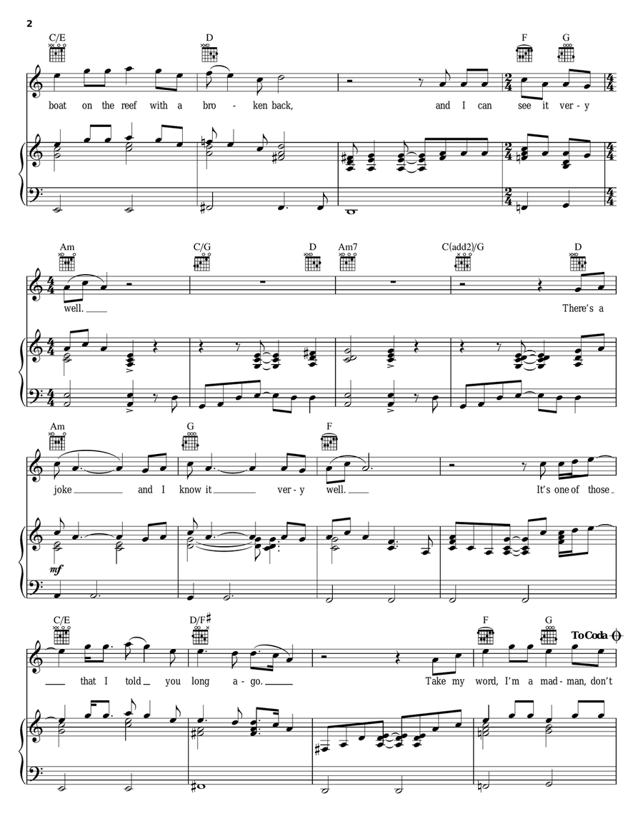 Madman Across The Water Madman Across The Water Piano, Vocal, Guitar scores gallery preview page 2