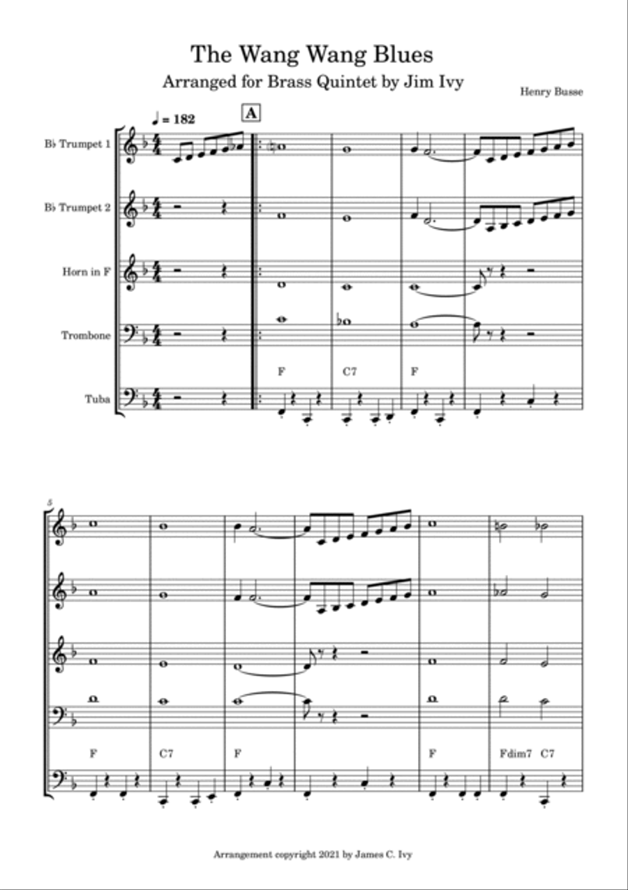 The Wang Wang Blues for Brass Quintet Brass Quintet scores gallery preview page 2