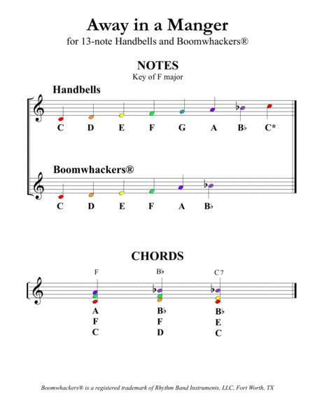 Ten Christmas Carols for 13-note Bells and Boomwhackers (with Color Coded Notes) image number null