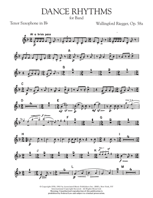 Dance Rhythms for Band, Op. 58 - Tenor Saxophone in Bb
