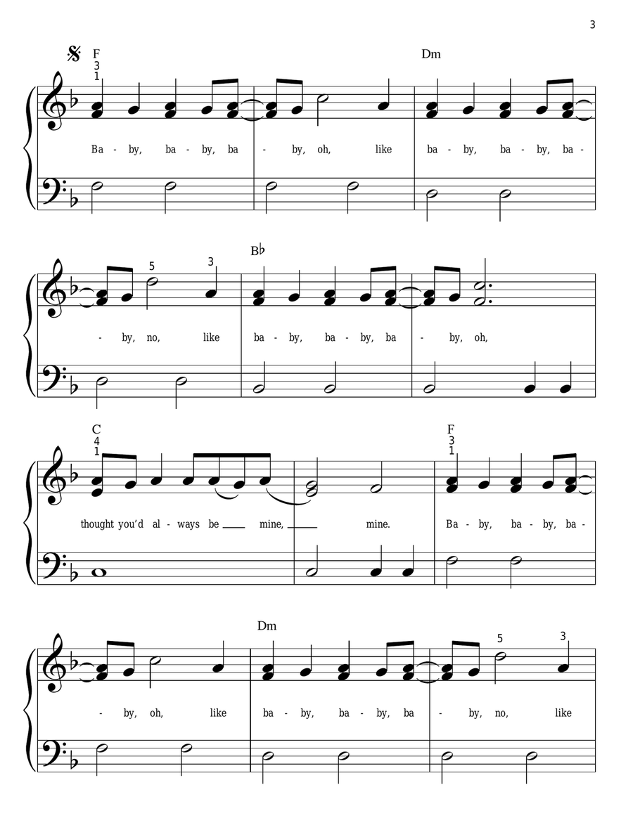 Baby Baby Easy Piano scores gallery preview page 3