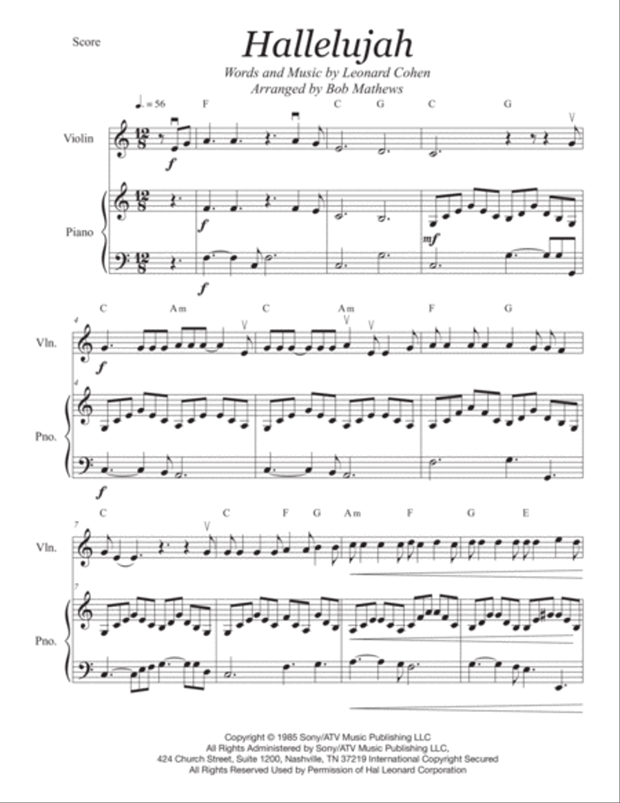 Hallelujah String Duet scores gallery preview page 2