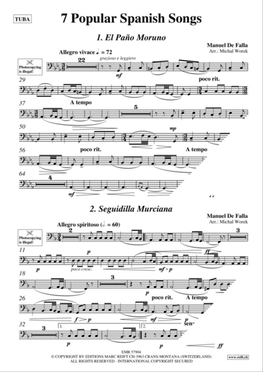 7 Popular Spanish Songs 7 Popular Spanish Songs Tuba scores gallery preview page 3