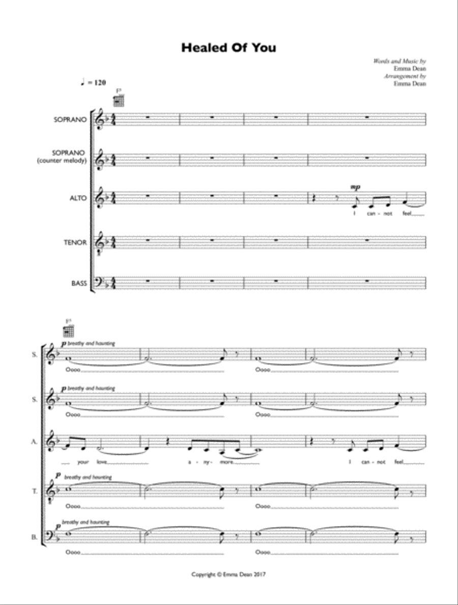 Healed Of You - SATB + Guitar/Keyboard 4-Part scores gallery preview page 1