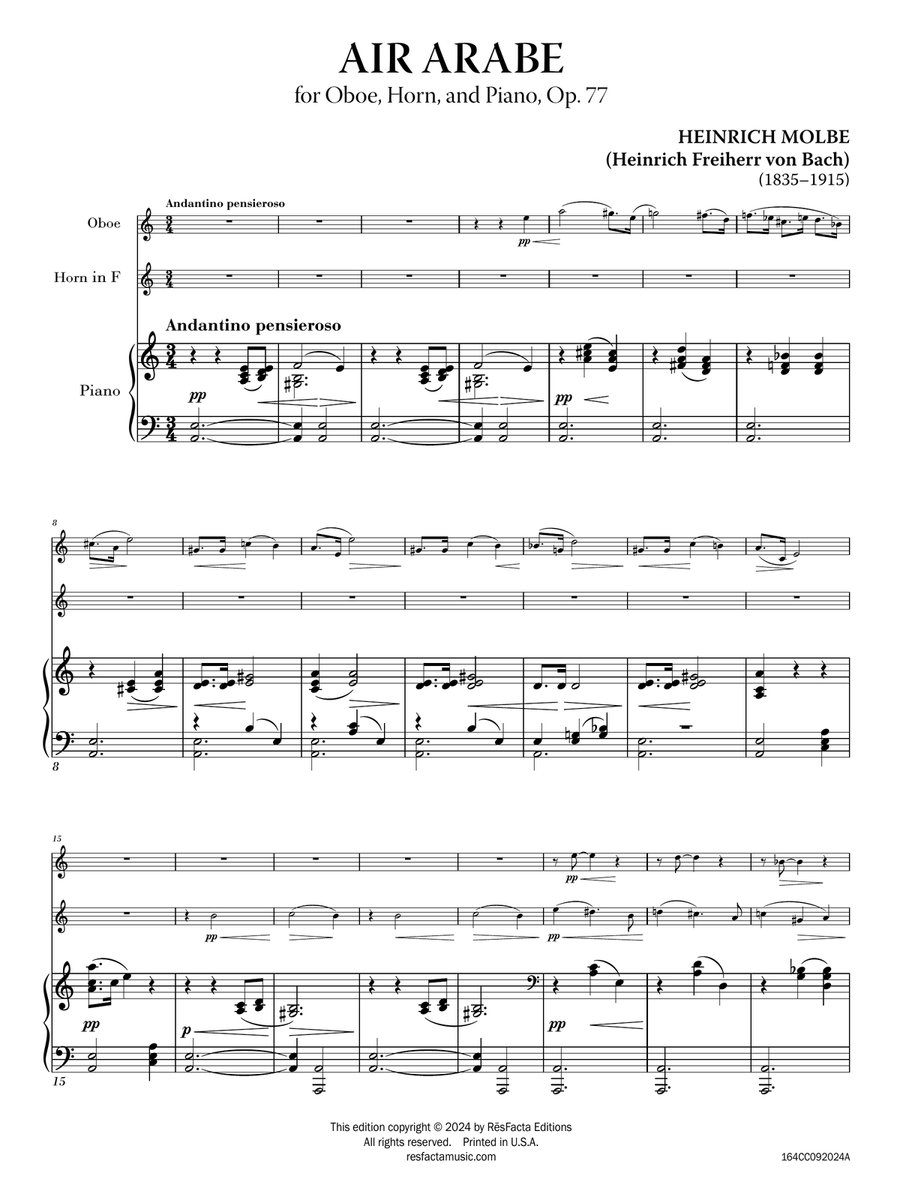Air Arabe, Op. 77 for Oboe, Horn, and Piano Woodwind Duet scores gallery preview page 5