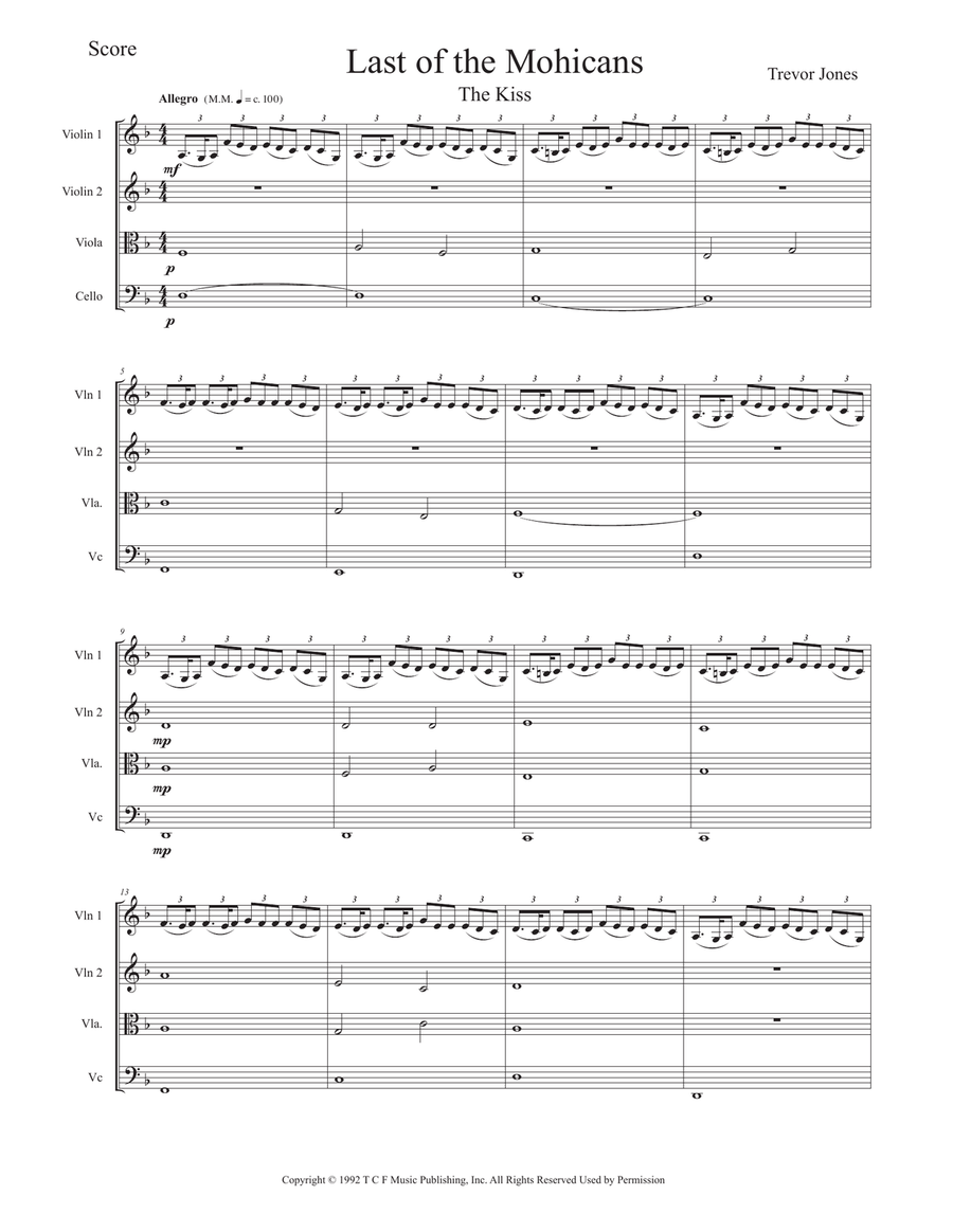 Last Of The Mohicans (main Theme) String Quartet scores gallery preview page 4