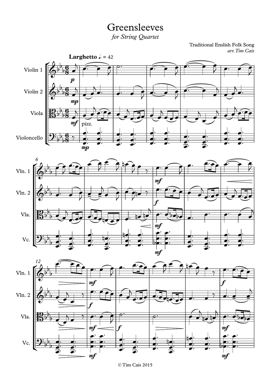 Greensleeves - String Quartet String Quartet scores gallery preview page 1