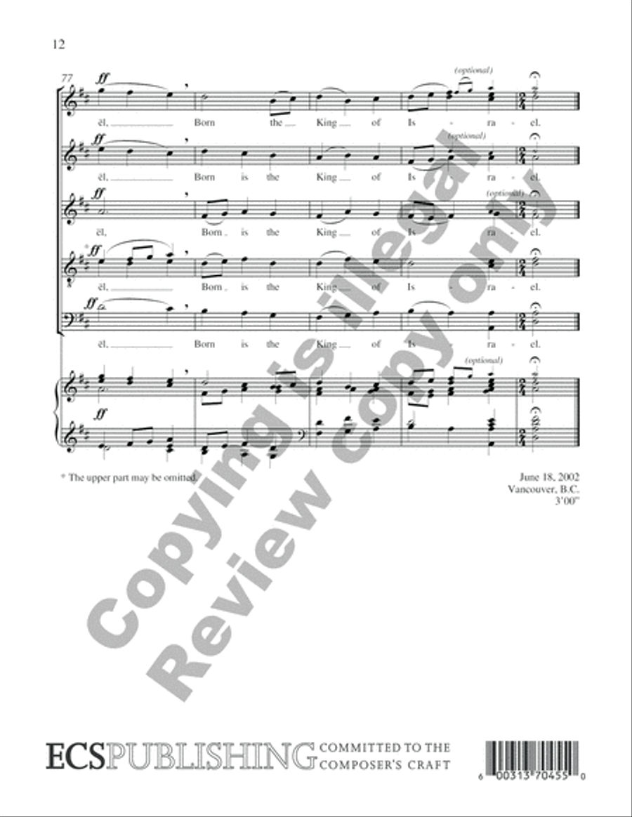 Carols of the Nativity: 5. The First Noel (Choral Score) image number null