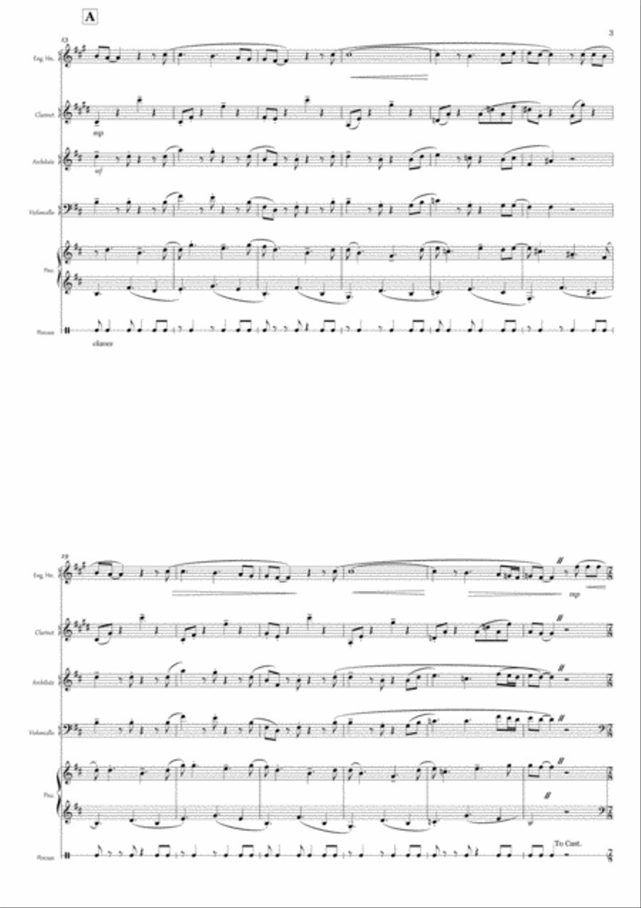 Tree 4 Six- (Eng. Horn, Clarinet, Lute, Cello, Piano & Percussions) Small Ensemble scores gallery preview page 5