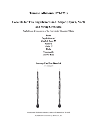 Concerto for Two English horns in C Major, Op. 9 No. 9 and String Orchestra