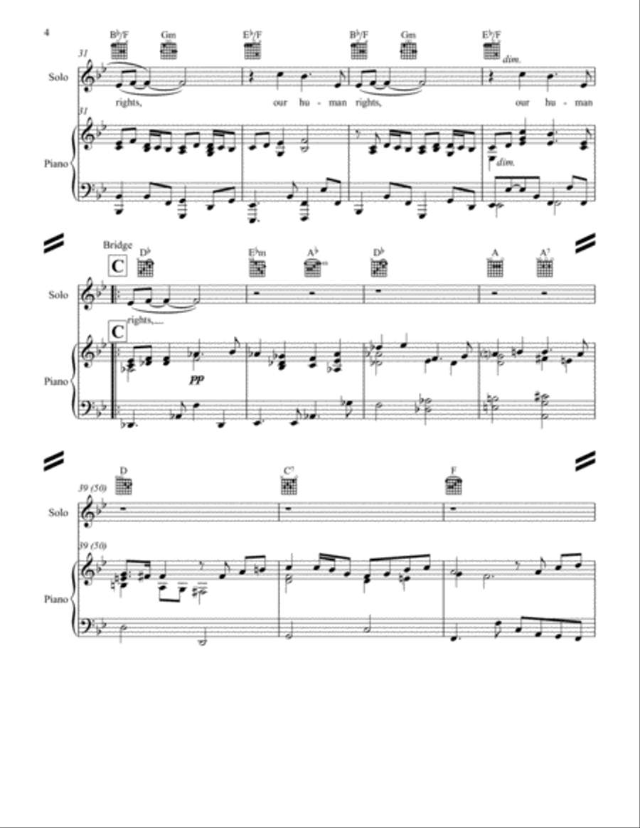 Every Man, Woman, and Child - Piano Vocal Solo - Original - Bb Major Voice Solo scores gallery preview page 4