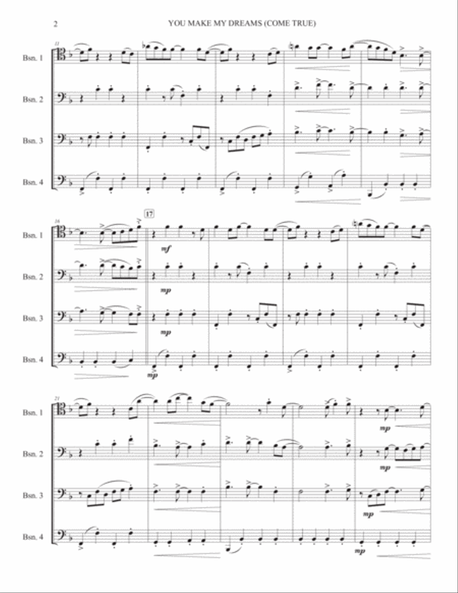 You Make My Dreams Bassoon Solo scores gallery preview page 2