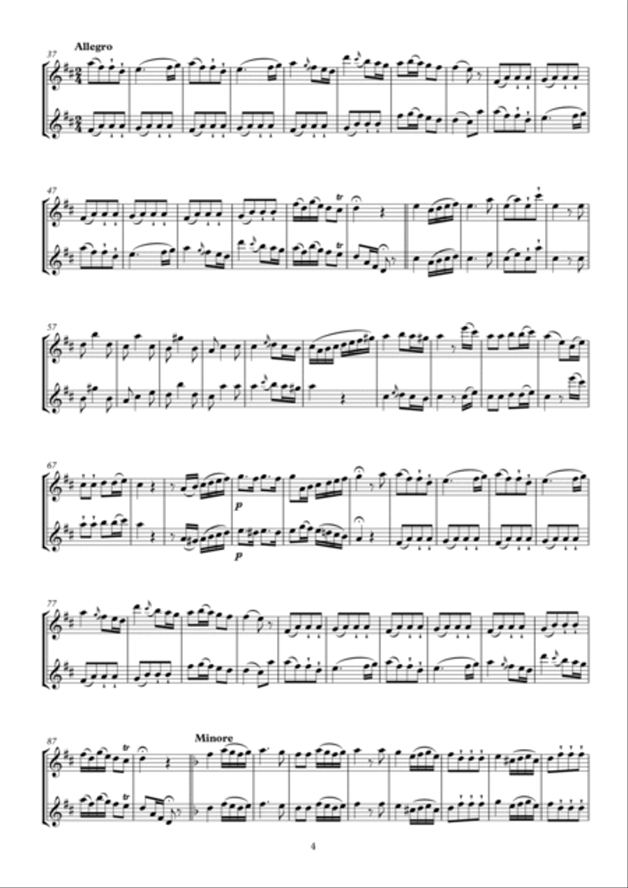 Mezger Six Duets for two flutes Op. 3 No. 4 - 6 Flute Duet scores gallery preview page 5