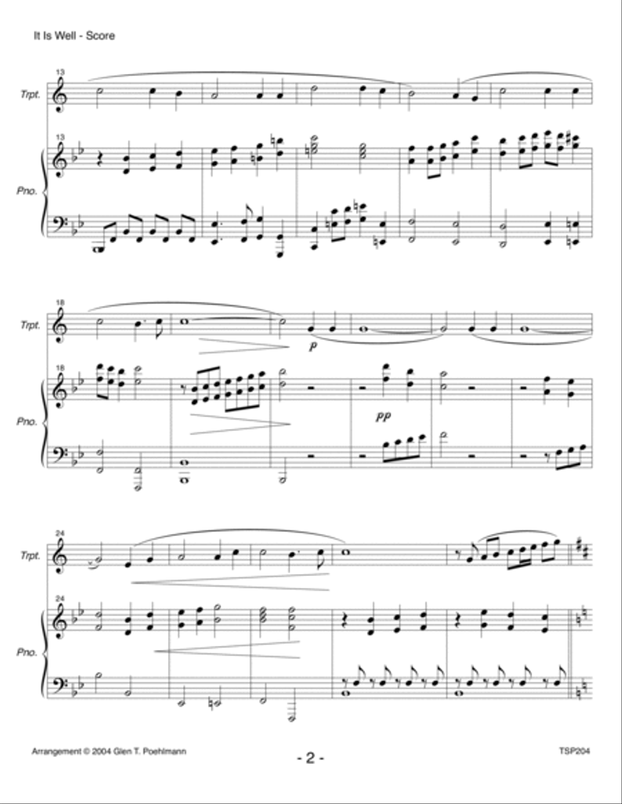 IT IS WELL WITH MY SOUL - TRUMPET SOLO with Piano Accompaniment Trumpet Solo scores gallery preview page 2