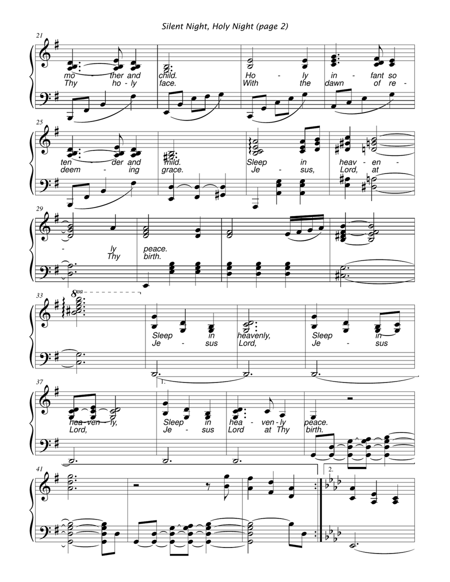 Silent Night, Holy Night Silent Night, Holy Night Piano Solo scores gallery preview page 2