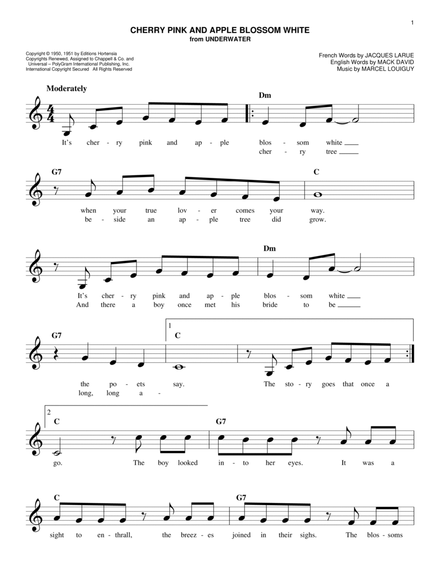 Cherry Pink And Apple Blossom White Piano scores gallery preview page 1