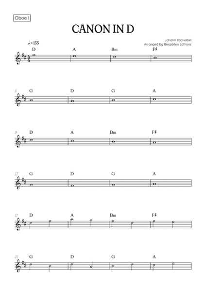 Pachelbel Canon in D • oboe duet sheet music [chords] image number null