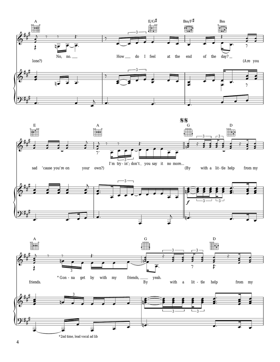 With A Little Help From My Friends Piano, Vocal, Guitar scores gallery preview page 4