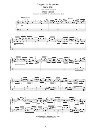 Bach - Fugue in A minor BWV 904b - Piano version