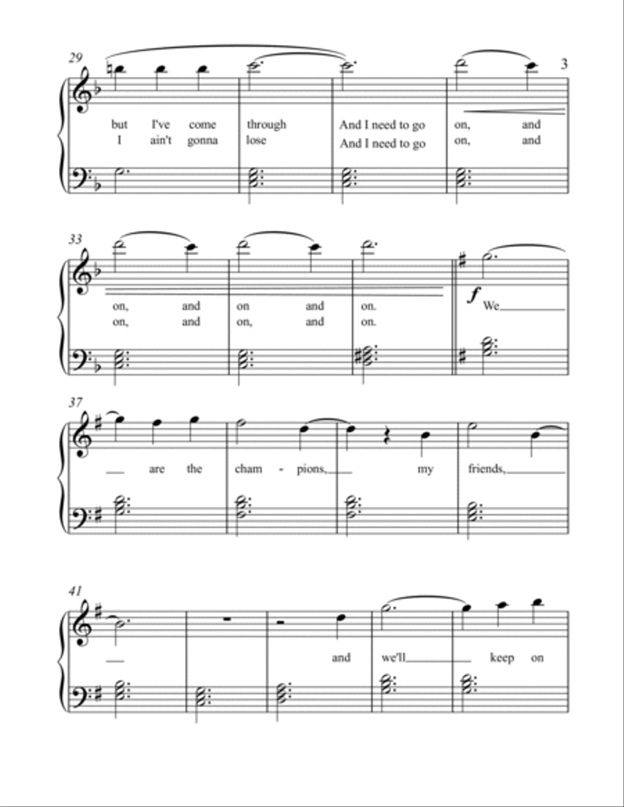 We Are The Champions Easy Piano scores gallery preview page 3