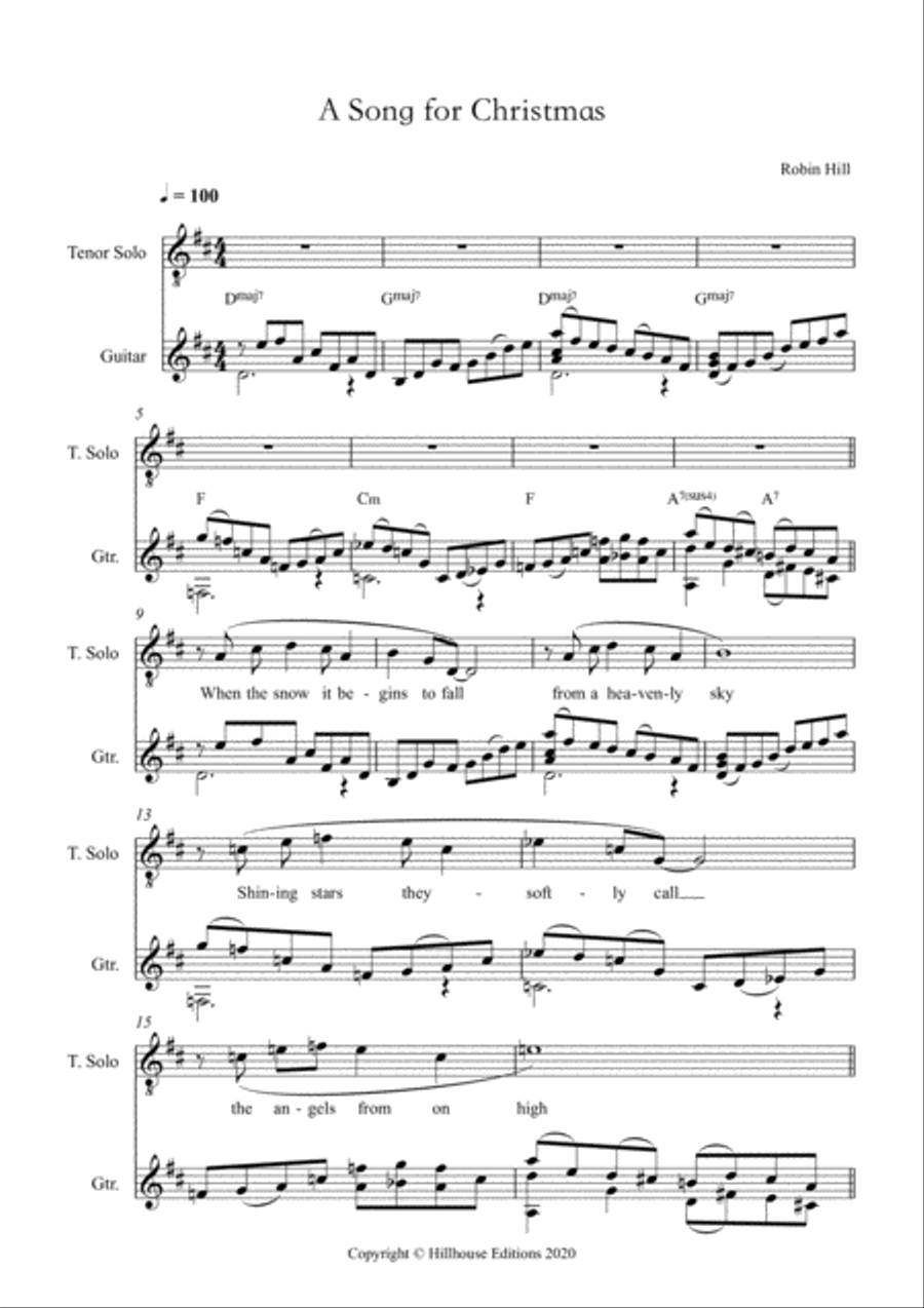 A Song for Christmas (For Tenor and guitar) by Robin Hill Voice Solo scores gallery preview page 1