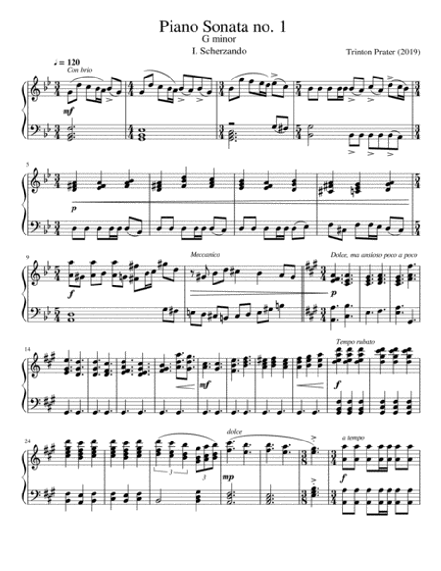 Piano Sonata no. 1 G minor. 1st Movement Scherzando