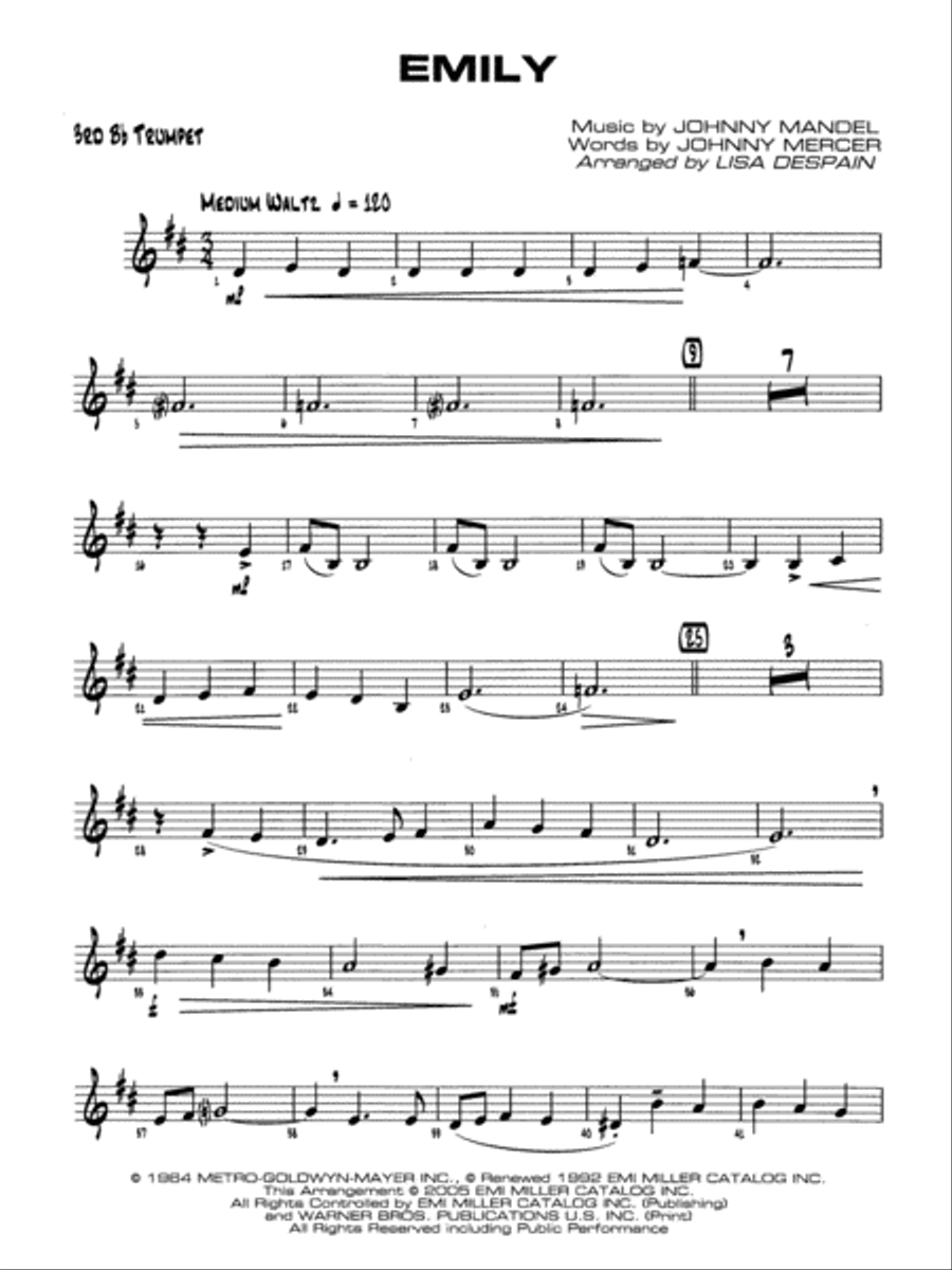 Emily: 3rd B-flat Trumpet Jazz Ensemble scores gallery preview page 1