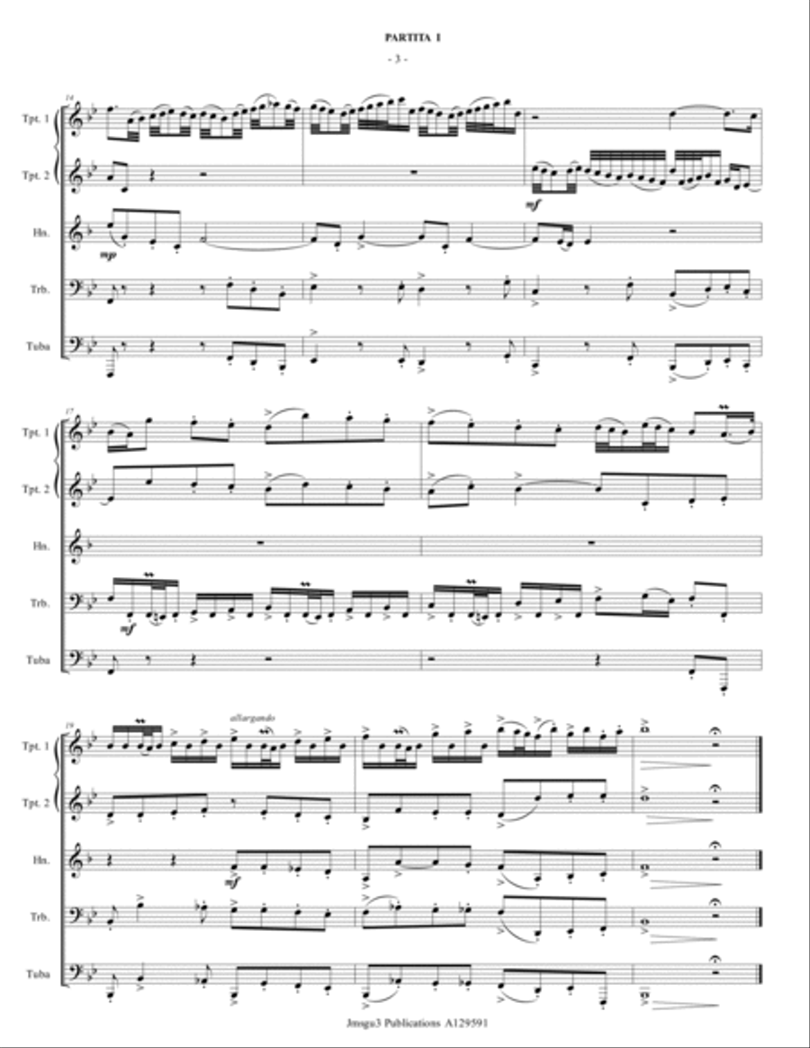 BACH: Six Partitas Complete BWV 825-830 for Brass Quintet Brass Quintet scores gallery preview page 3