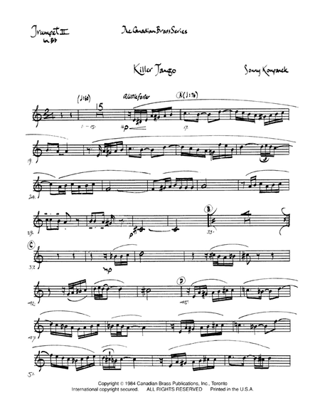 Killer Tango - Bb Trumpet 2 (Brass Quintet)